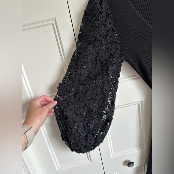 French Connection Loa Joss Sequined Lace Sleeve Knit Dress Size S - Picture 6 of 11